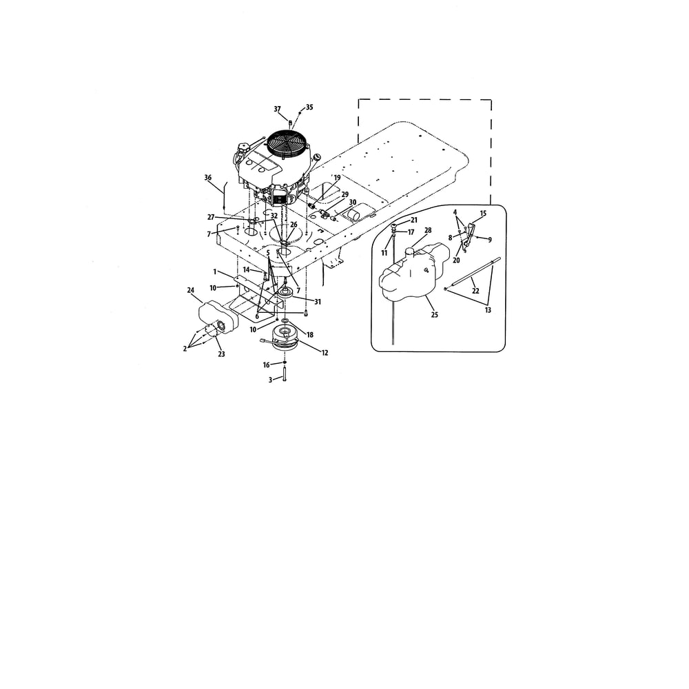Engine Connection 1 Diagram and Parts List for 893999  Cub Cadet Lawn Tractor